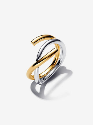 Anello Fascia Intrecciata Aperta Bicolore