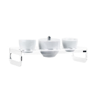 Vassoio con tazze e zuccheriera in porcellana 2 tazze trasparente