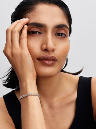 Bracciale Catena Maglia Cubana Pavè con Ovali