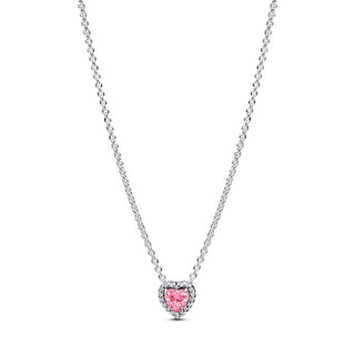 Collana Cuore in Rilievo Rosa