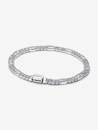 Bracciale Catena Maglia Cubana Pavè con Ovali