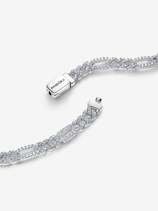 Bracciale Catena Maglia Cubana Pavè con Ovali