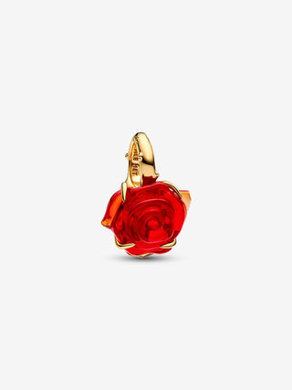 Disney Charm, Beauty and the Beast, Enchanted Rose Murano Glass
