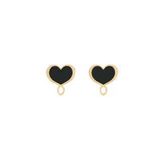 Small Yellow Black Lobe Earrings