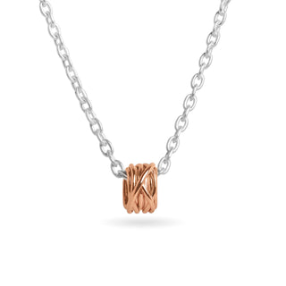 925 Silver and 9Kt Rose Gold Drawn Rolo Chain Necklace (without pendant)