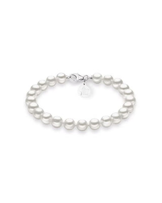 Bracciale In Oro Bianco 18 KT Perle Coltivate Charm Stella
