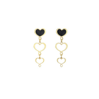 Black Stud Earrings 2 Hearts