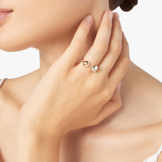 Nugget Ring Silver and 9K Rose Gold
