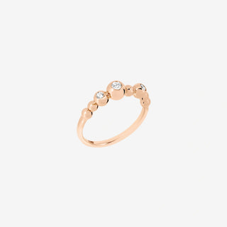 Anello Bollicine Oro Rosa 9K 3 diamanti bianchi