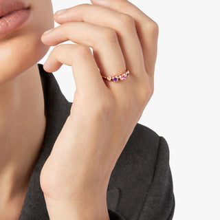 Ring Bollicine Gold 9K Pink Sapphire Ruby Amethyst