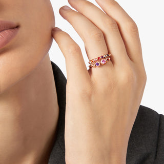 Ring Bollicine Gold 9K Pink Sapphire Ruby Amethyst