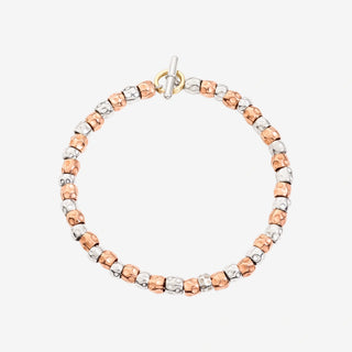 9K Rose Gold and Silver Granelli Bracelet