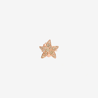 9K Rose Gold Star Earring Brown Diamonds