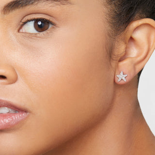 18K White Gold Star Earring Diamonds