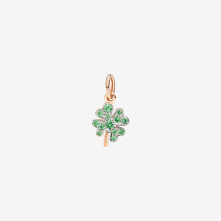 9K Rose Gold Four Leaf Clover Charm Tzavorites