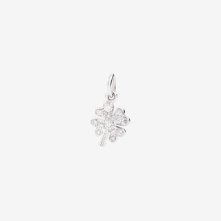 18K White Gold Four Leaf Clover Charm White Diamonds