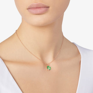 9k Rose Gold Four Leaf Clover Charm Green Enamel