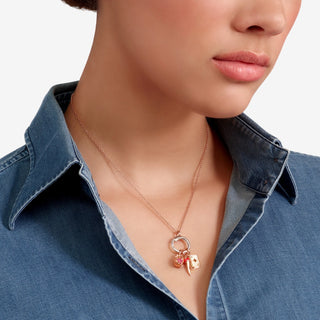 Charm Carte In Oro Rosa 9K E Smalto Perlato bianchi