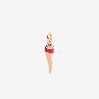 Charm Corno In Oro Rosa 9K E Smalto Rosso.