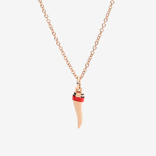Charm Corno In Oro Rosa 9K E Smalto Rosso.