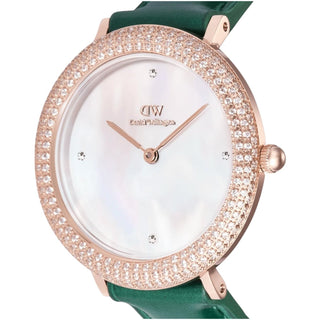 Crystalline Bezel 32 Green Croc Rose Gold Mop Watch