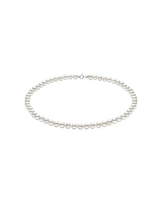 18KT White Gold Choker with 6/6.5 Cultured Pearls and Star Charm