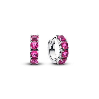 Dark Pink Crystal Hoop Earrings