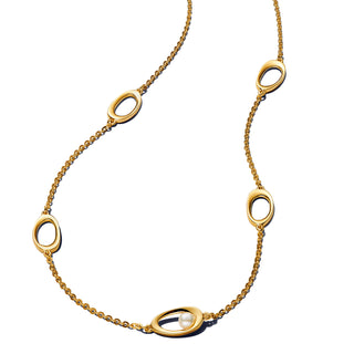 Oval Necklace Sinuous Line and Cultured Freshwater Pearl