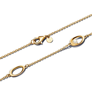 Oval Necklace Sinuous Line and Cultured Freshwater Pearl