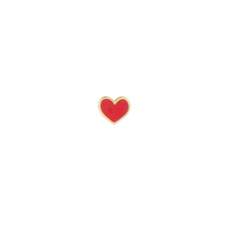 18Kt Red Heart Lobe Earring