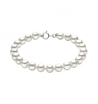 Bracciale In Oro Bianco 18 KT Perle Coltivate  5/6 Charm Stella