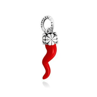 Charm Corno Rosso Quadrifogli Piccolo