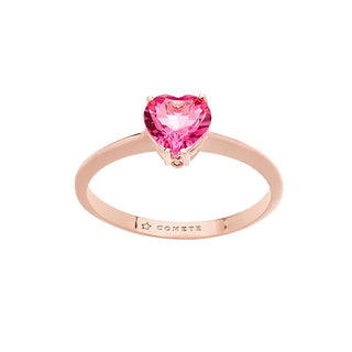 Anello In Oro Rosè 18KT Topazio Rosa Taglio Cuore 6X6 Ct.0,95