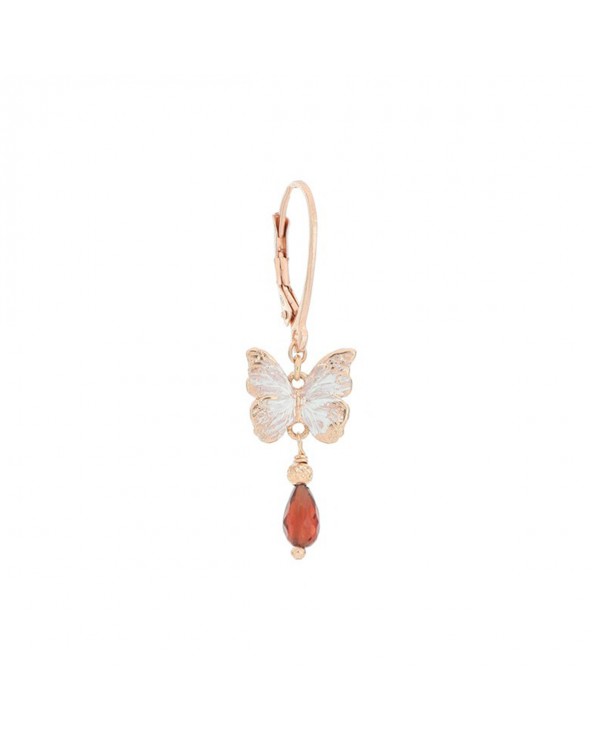 Small white earring with butterfly