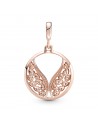 Angel wings 14k rose gold-plated medallion with clear cubic