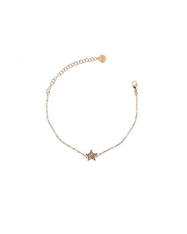 Bracelet Chain and Star Zircons in rose gold plated Silver