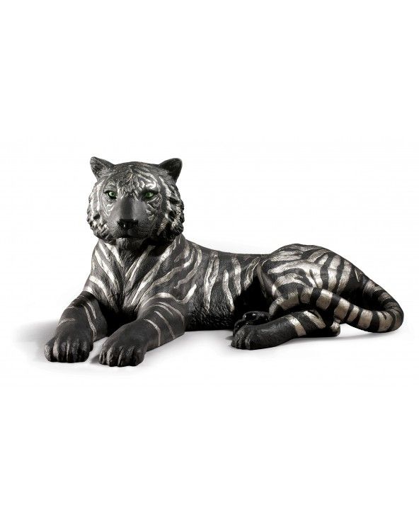 Figurina Tigre. Lustro argento e nero