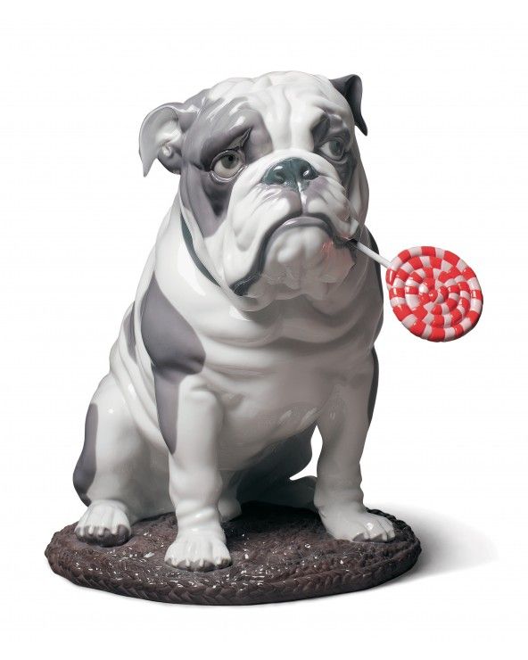 Lladrò Figurina cane bulldog con leccalecca
