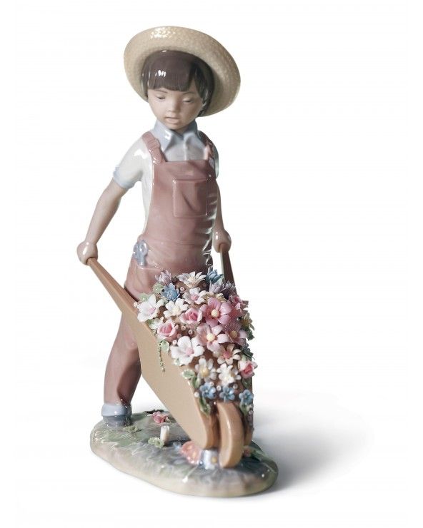 Lladrò Figurina bimbo con fiori