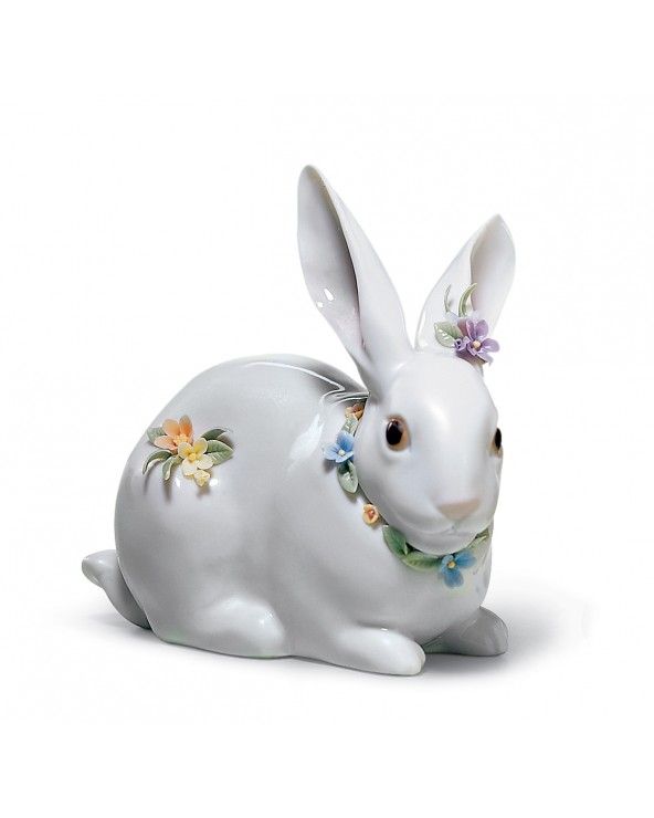 Lladrò Figurina coniglio con fiori
