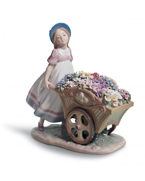 Figurina Bimba Carriola di fiori
