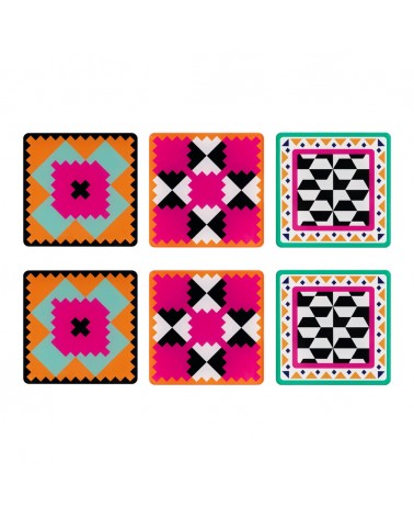 Sottobicchieri Quadrato Set 6 Pz. Decor Ethnic