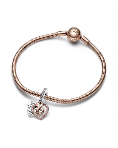 Pandora Heart sterling silver and 14k rose gold-plated double