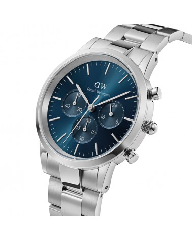 Daniel Wellington iconic Chronograph Link Silver and Arctic Blu