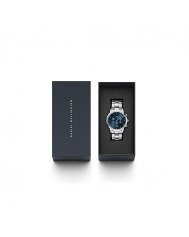 Daniel Wellington iconic Chronograph Link Silver and Arctic Blu