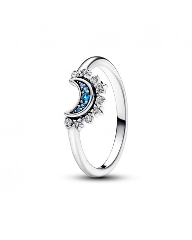 Pandora Celestial moon sterling silver ring with night blue