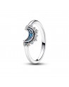 Pandora Celestial moon sterling silver ring with night blue