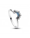 Pandora Celestial moon sterling silver ring with night blue