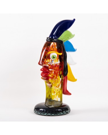Murano Glass Sculpture of a Native American Man in Murano Glass