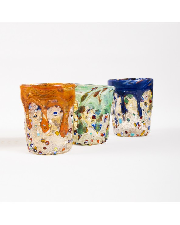 Set di 6 Bicchieri con Murrine e Goccia in vetro di Murano